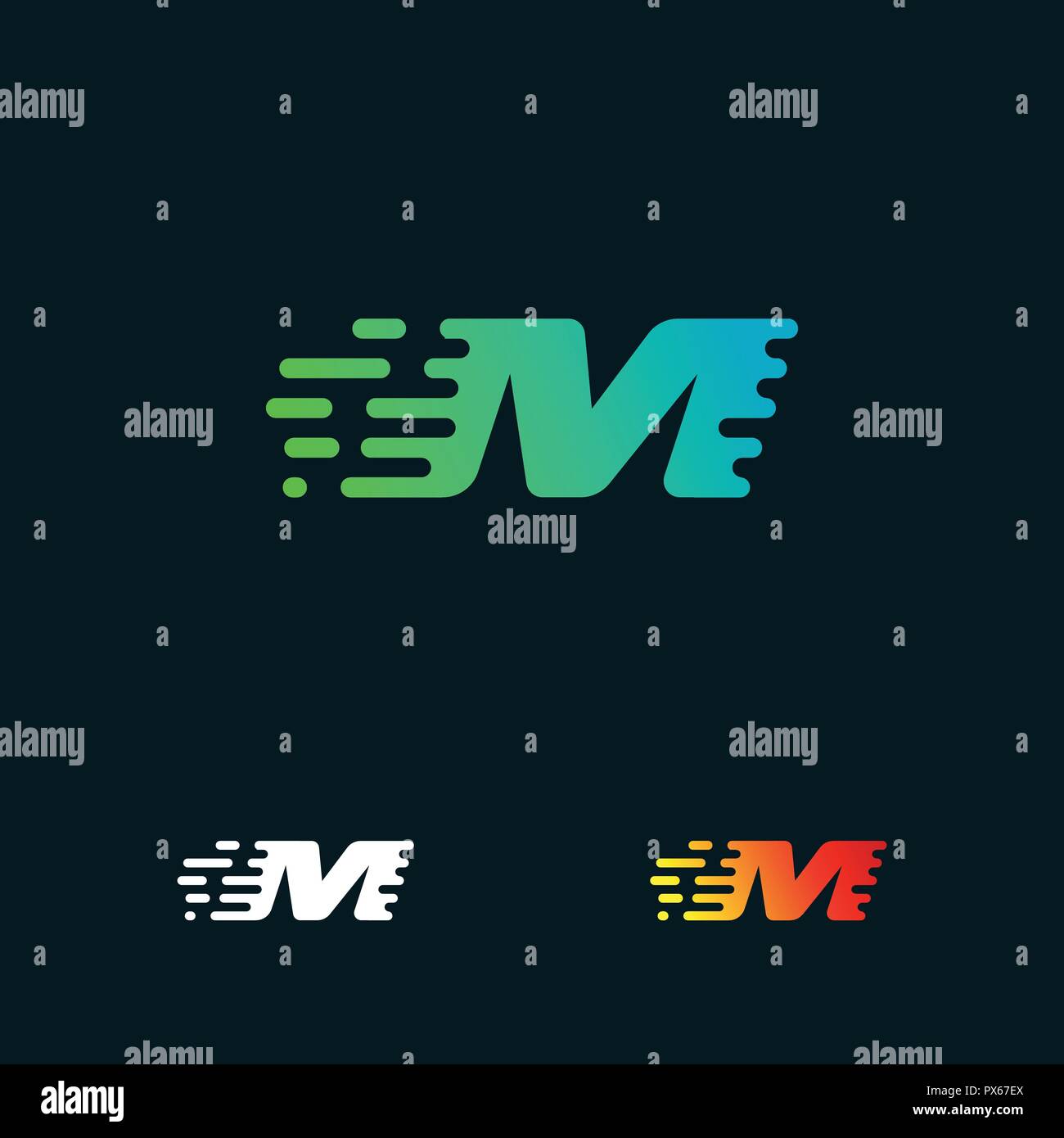 letter M modern speed shapes logo design vector Stock Vector