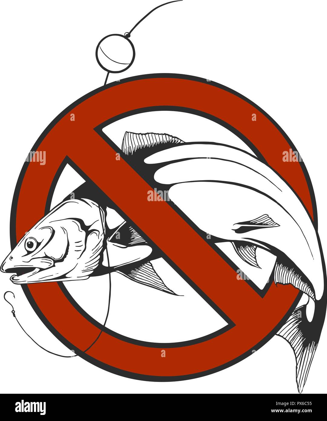 No fishing sign in circle shape vector Stock Vector