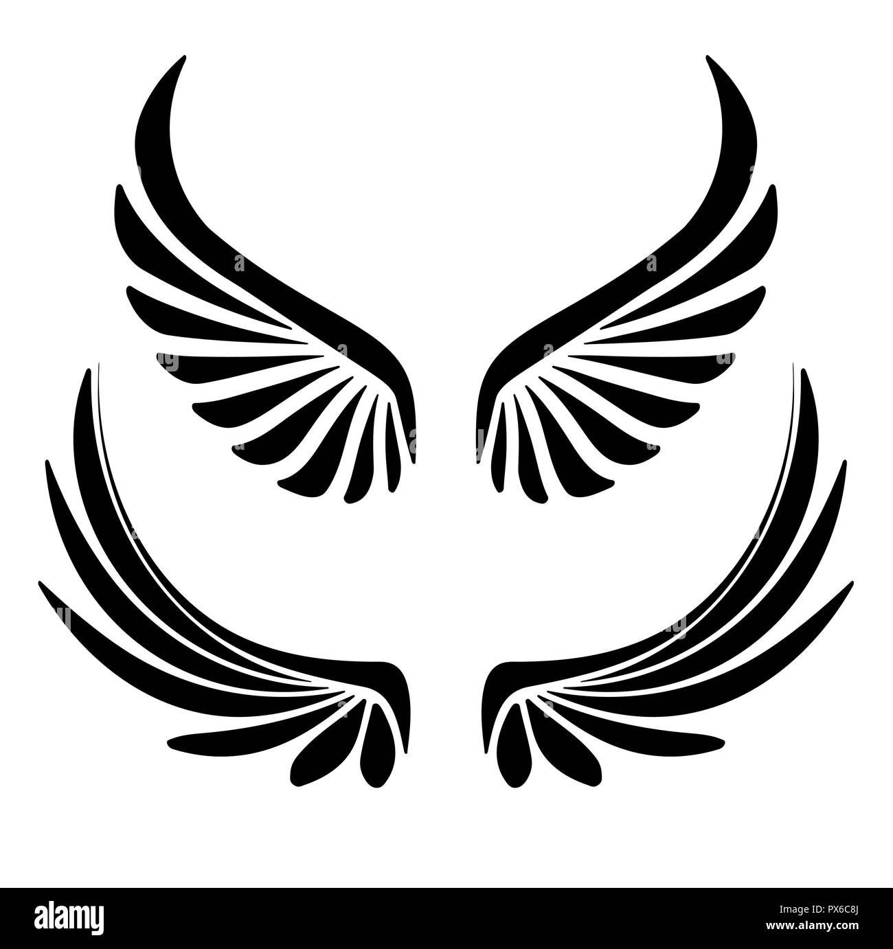 Two pair of decorative vector wings for your design Stock Vector Image