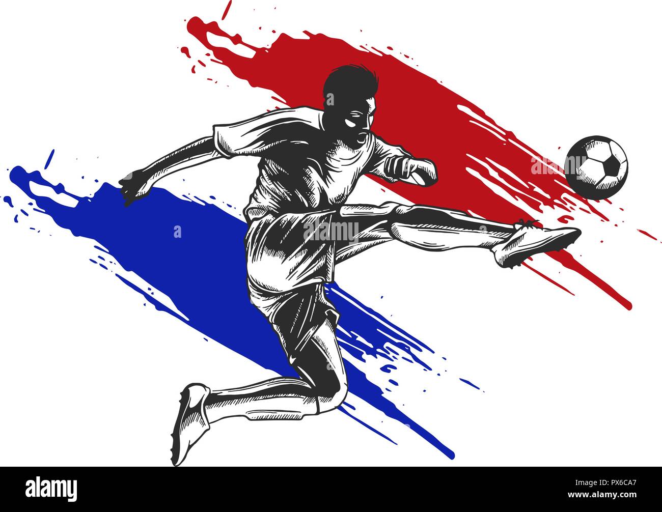 Soccer player kicking ball. illustration of sport Stock Vector Image