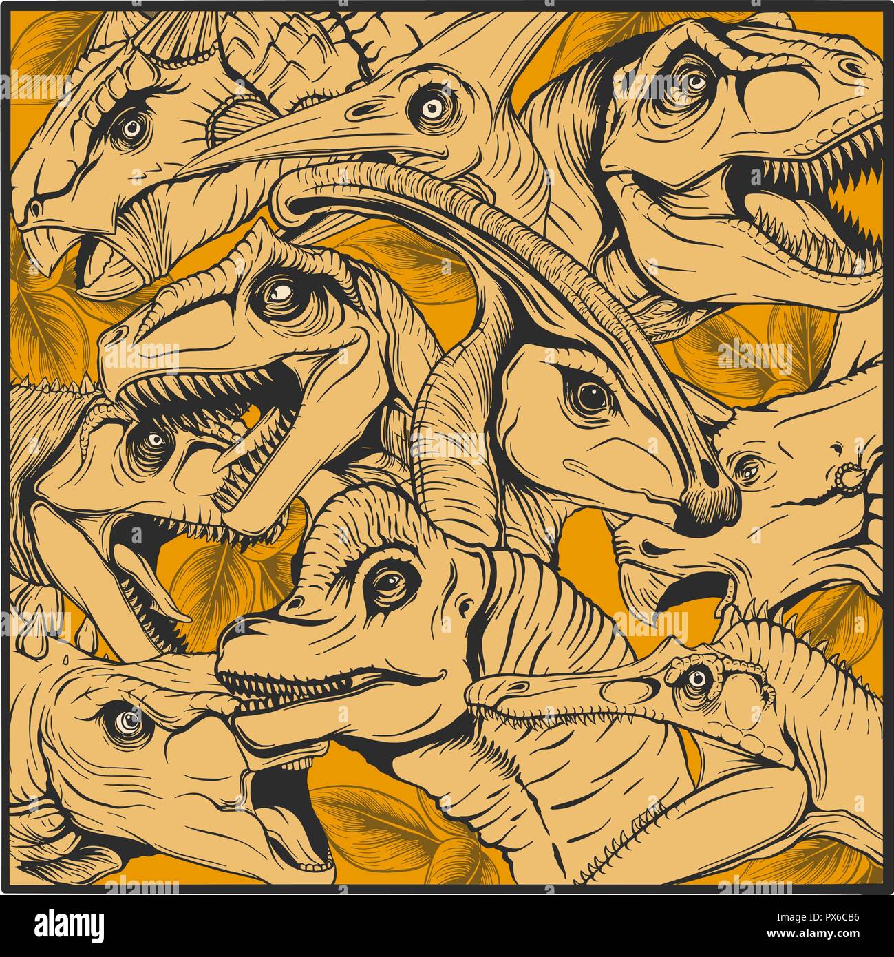 Dinosaur set hand drawn Stock Vector Images - Alamy