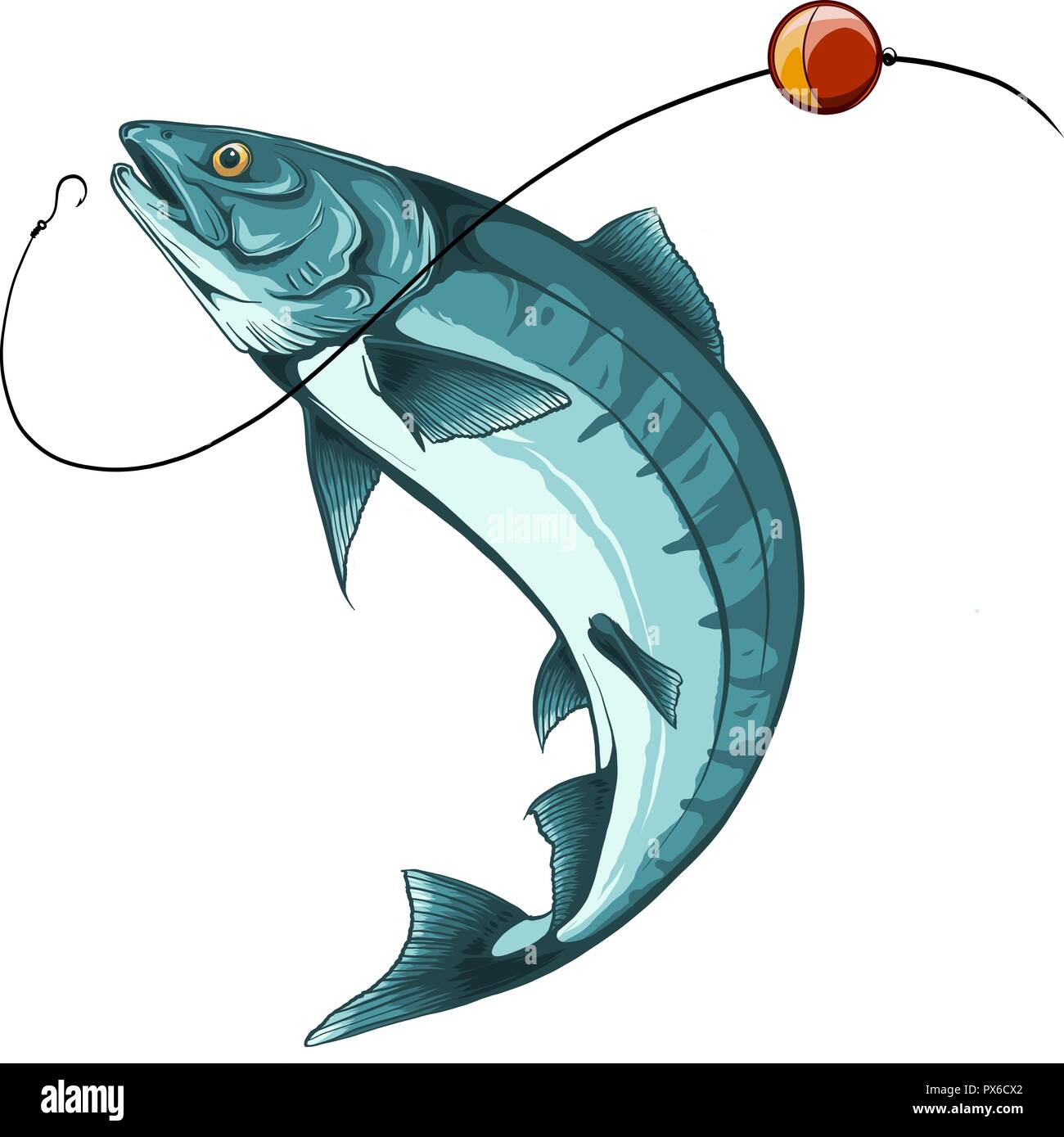 fish fishing logo isolated on white vector illustration Stock Vector