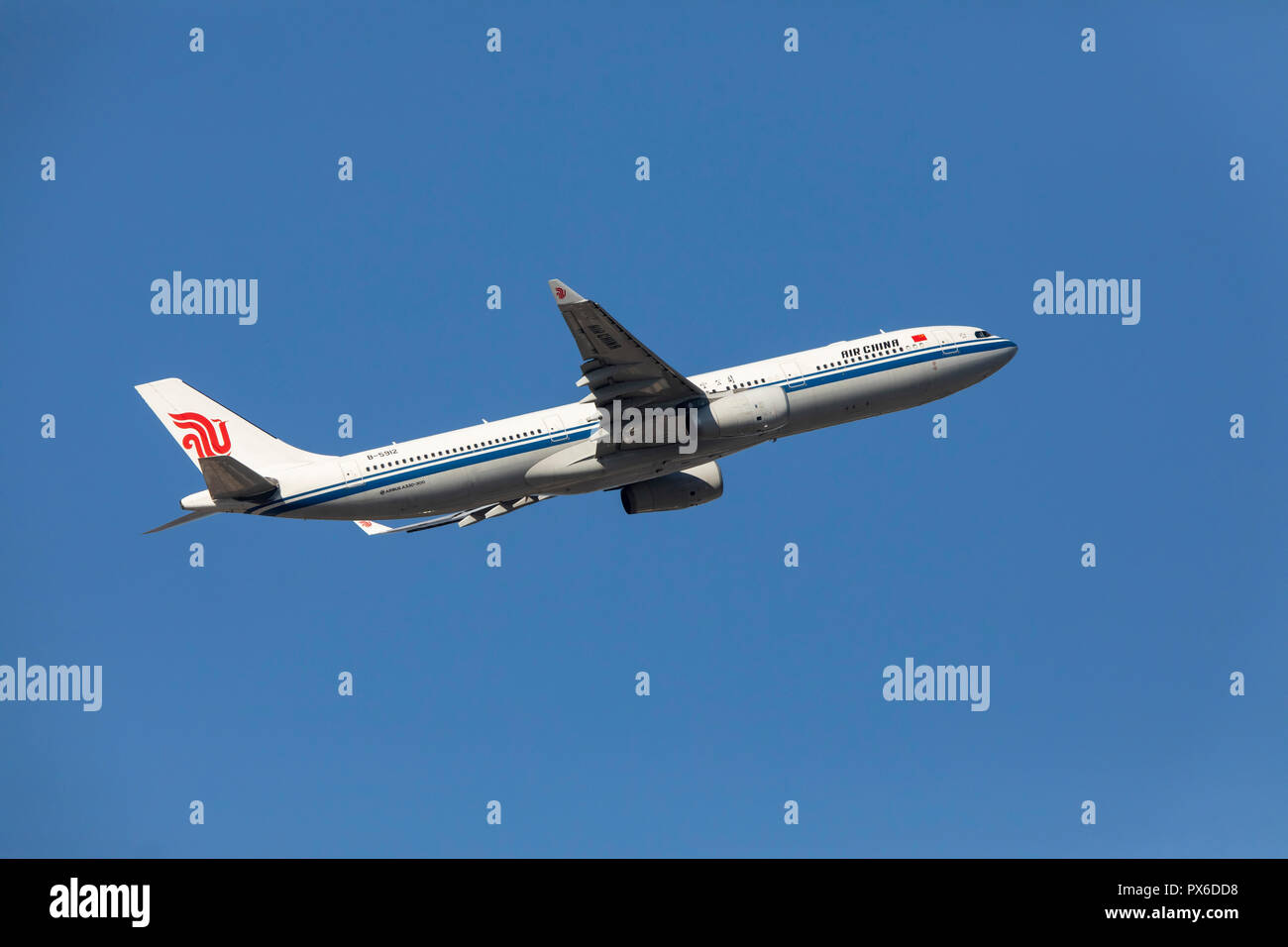 Frankfurt / Main Airport, FRA, Fraport, Air China, Airbus A330-300, at take-off, climb Stock Photo