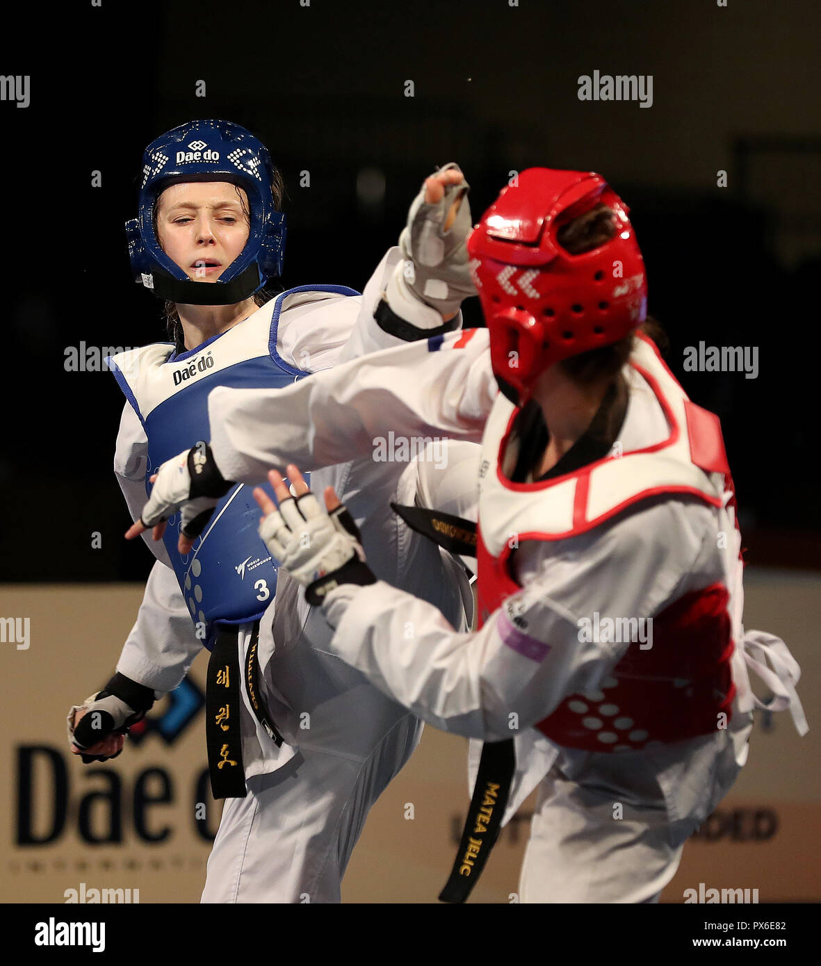 Great Britain S Lauren Williams Left On Her Way To Winning The Women S 67kg Final Against Croatia S Vladislav Larin On Day One Of The Wtf World Taekwondo Grand Prix 2018 At The Regional
