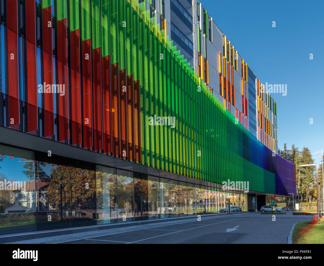Helsinki New Children's Hospital opened for patients on 17 September 2018. The modern and practical building has colourful facade. Stock Photo