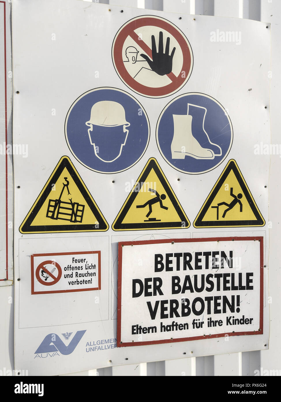 Danger signs at at construction site safety regulations Stock Photo Alamy