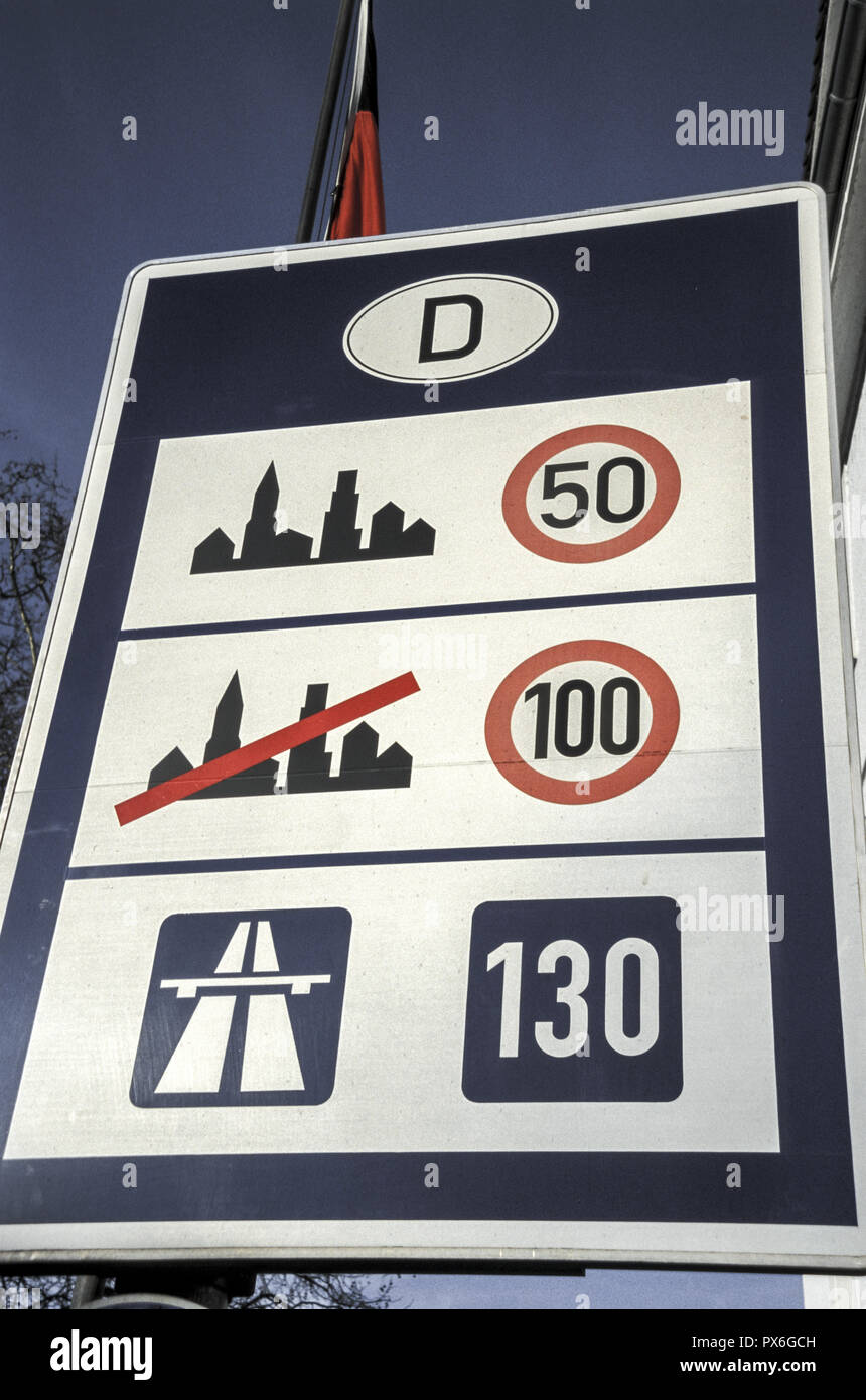 Traffic sign, speed limits in Germany Stock Photo