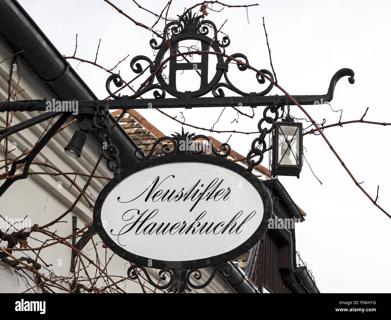 Traditional sign, Neustifter Hauerkuchl, Austria, Vienna, 19. district Stock Photo