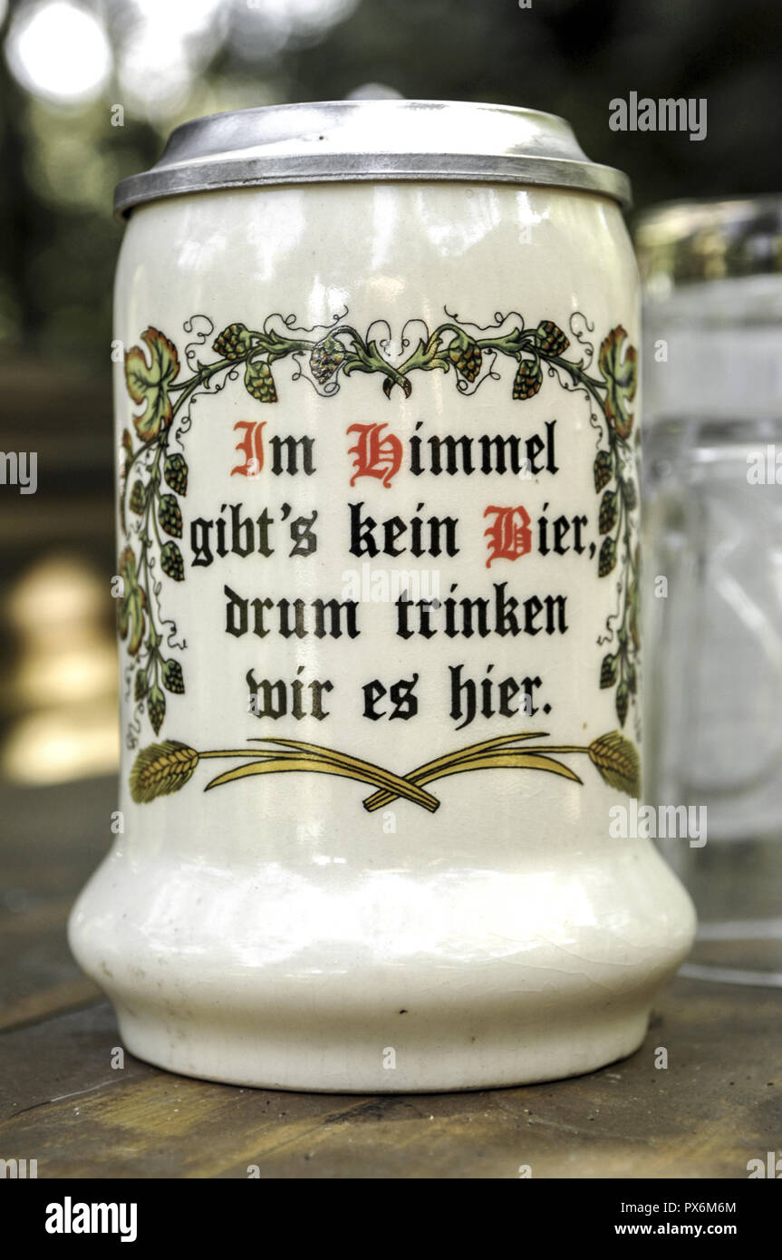 Beer mug, German saying Stock Photo Alamy