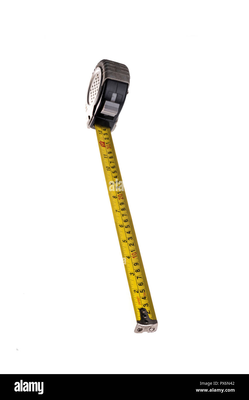 Yellow Measuring Tape In Centimeter And Inches Isolated On White