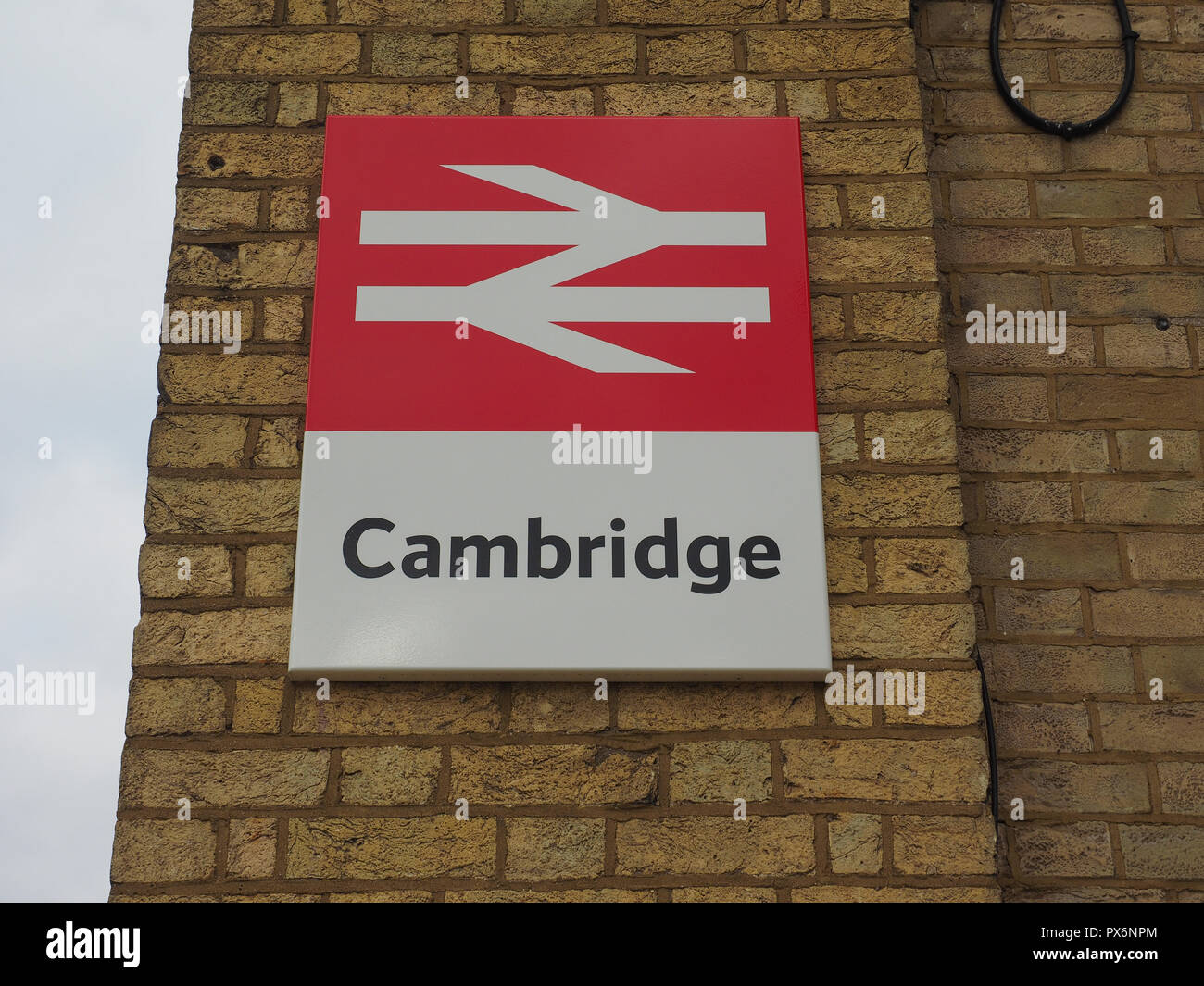 CAMBRIDGE, UK - CIRCA OCTOBER 2018: Cambridge railway station sign Stock Photo