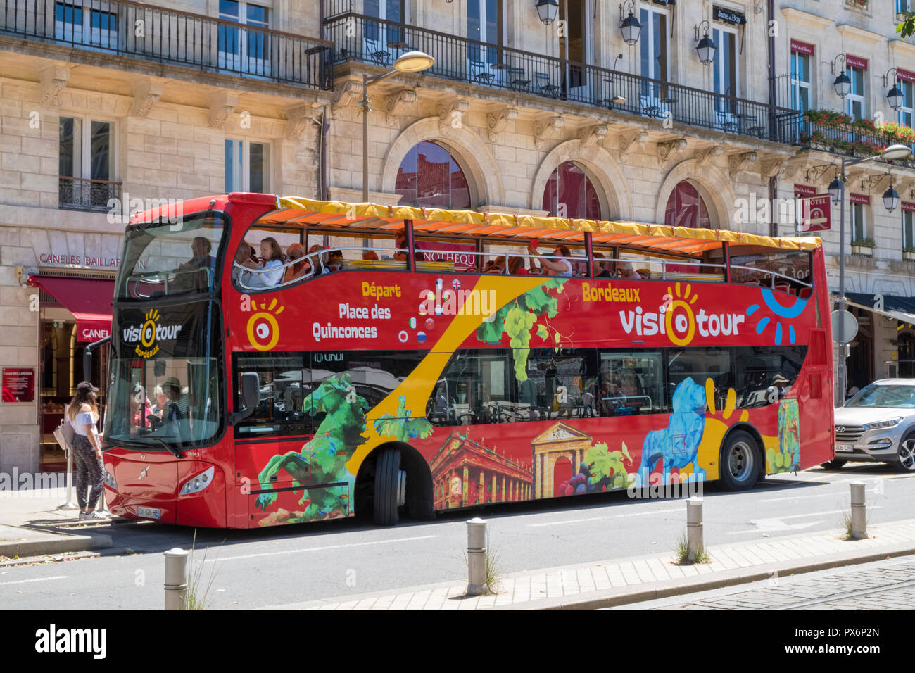 Tourist sightseeing bus in the city in Bordeaux, France, Europe Stock Photo
