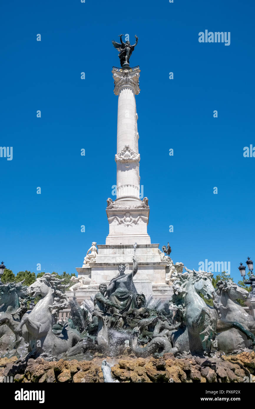Girondins Monument on the Place des Quinconces, Bordeaux, France, Europe Stock Photo