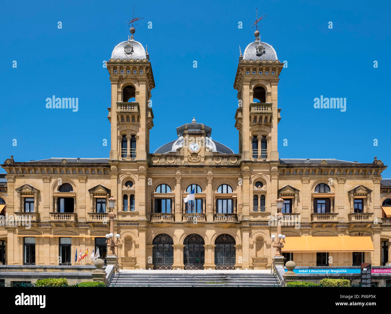 City Hall and Library, San Sebastian, Donostia, in the Basque Country, Spain, Europe Stock Photo
