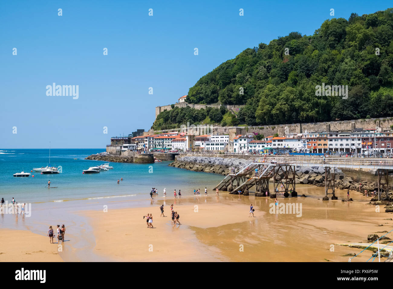 Coastline of San Sebastian, Donostia, in the Basque Country, Spain, Europe in summer Stock Photo