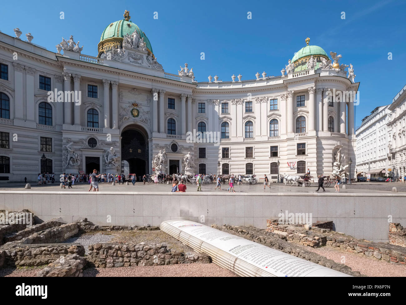 Old city walls in front of the Hofburg Imperial Palace, Vienna, Austria, Europe Stock Photo