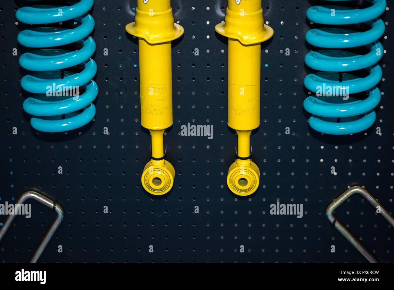 Colorful and bright display of Suspension system at hunters exhibition