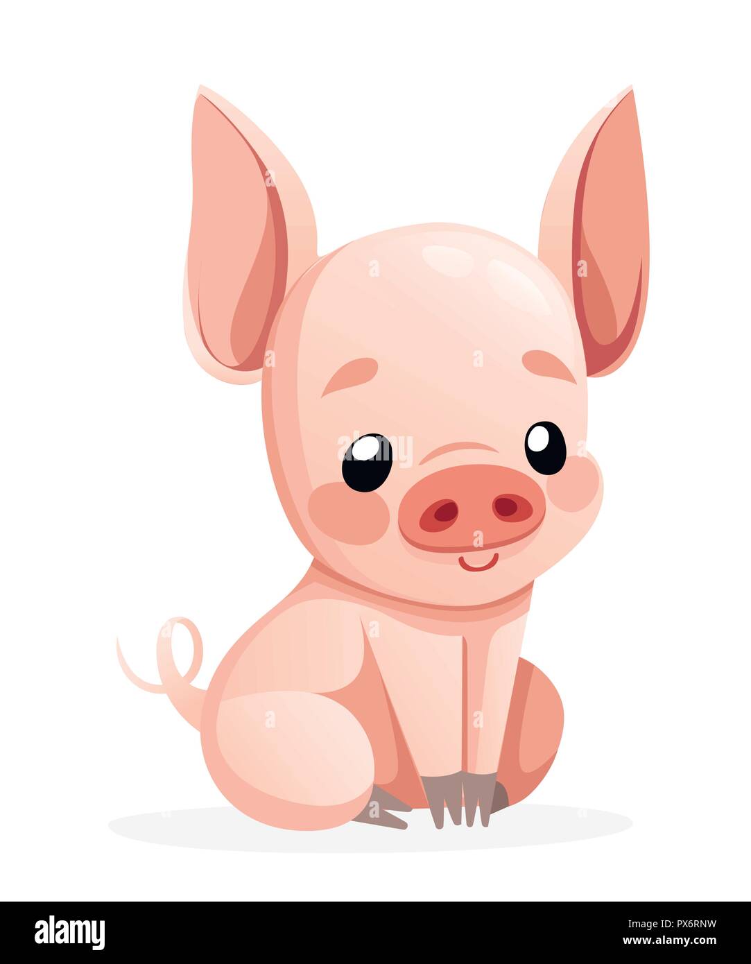 Cute pig. Cartoon character design. Happy little pig sit. Flat vector  illustration isolated on white background Stock Vector Image & Art - Alamy