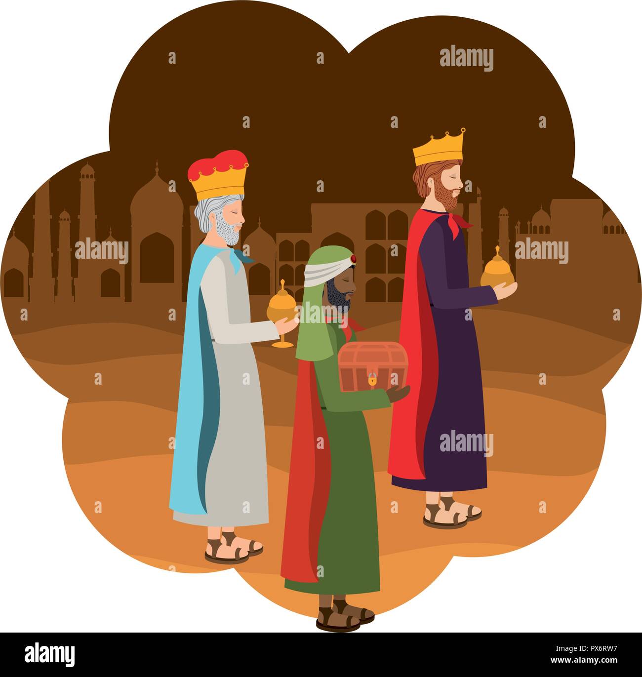 wise kings manger characters Stock Vector