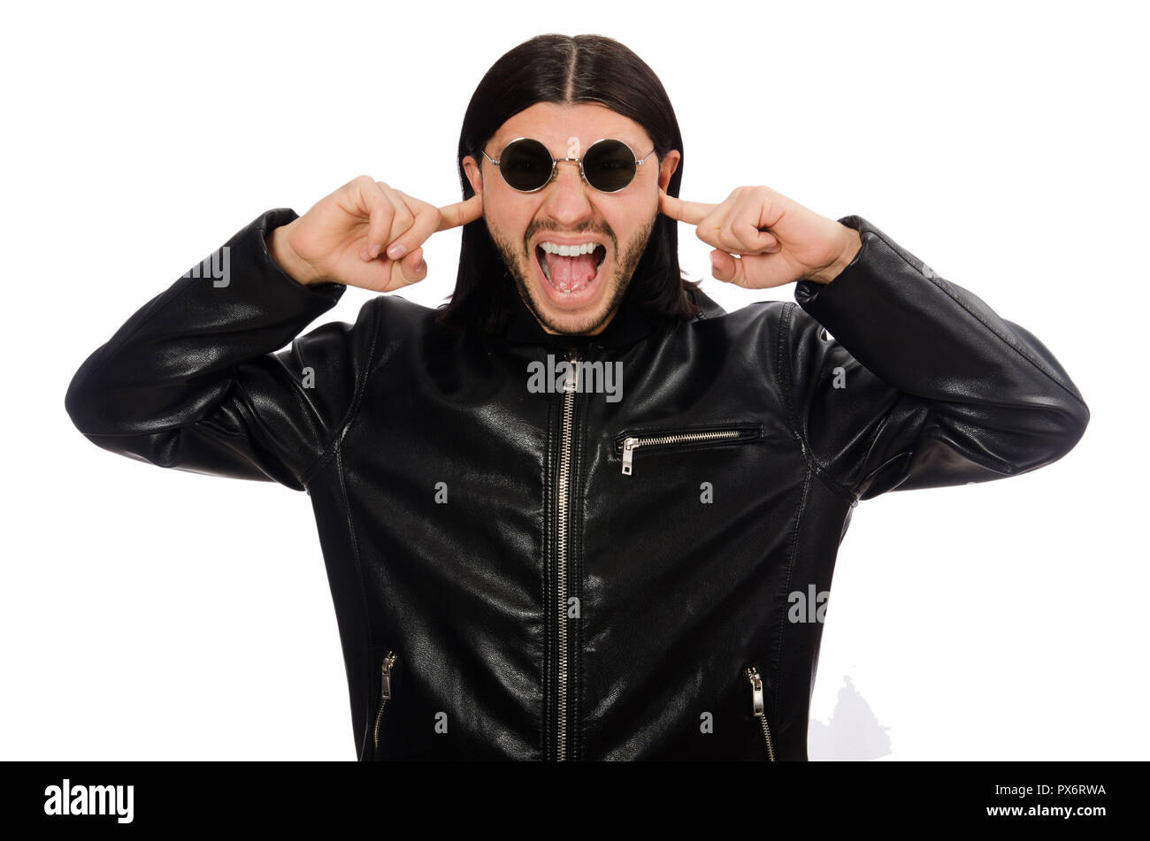 Aggressive angry man isolated on white Stock Photo - Alamy