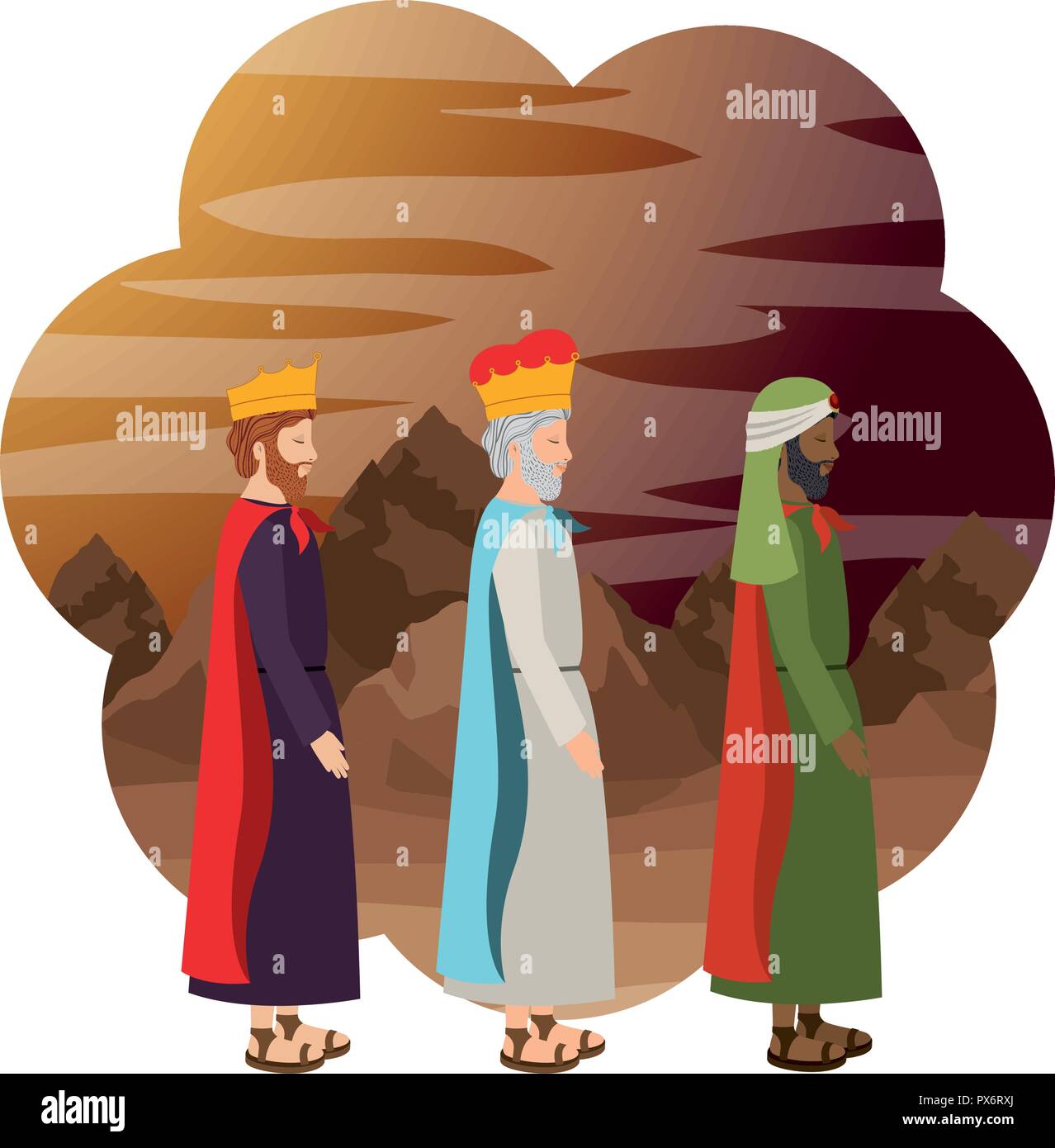 wise kings manger characters Stock Vector
