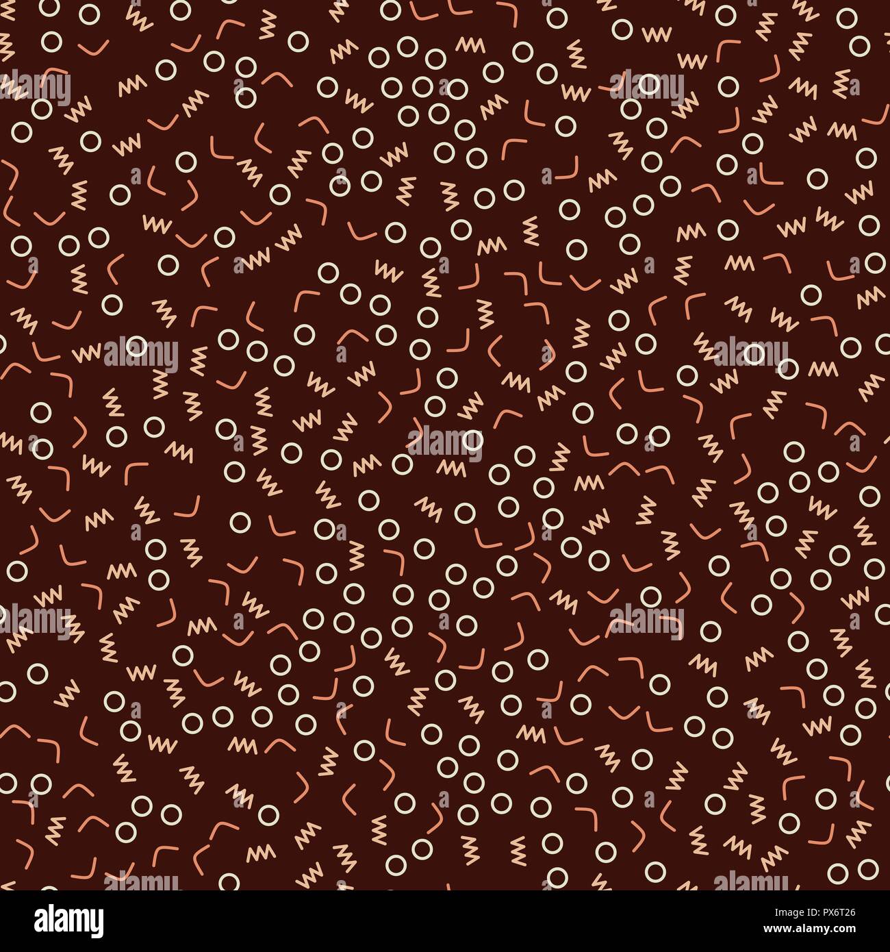memphis abstract geometric shapes seamless pattern on a brown ...