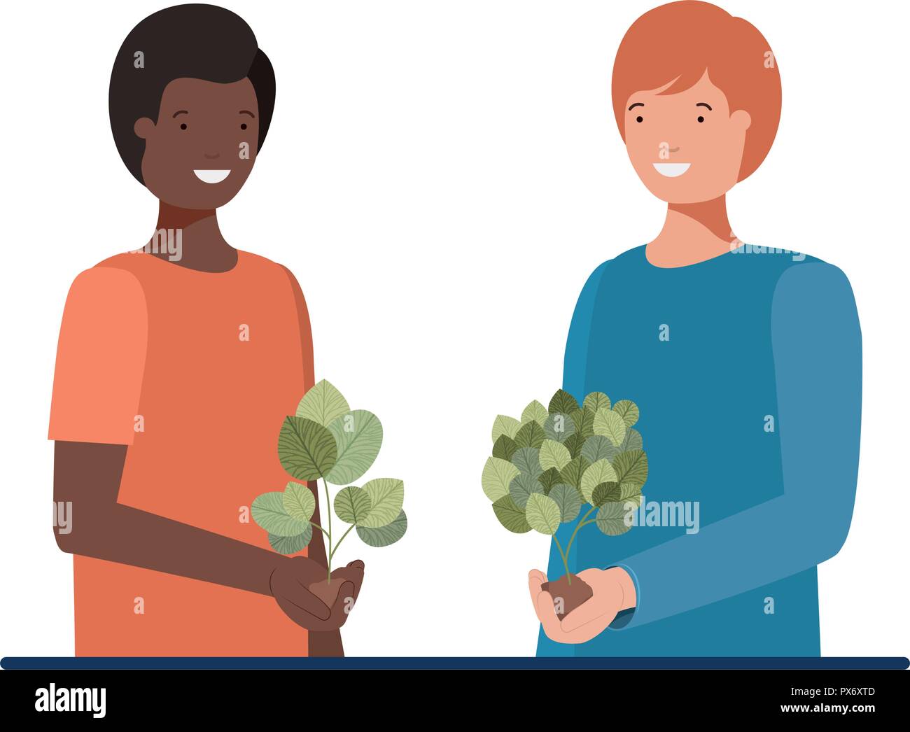 men gardeners smiling avatar character Stock Vector