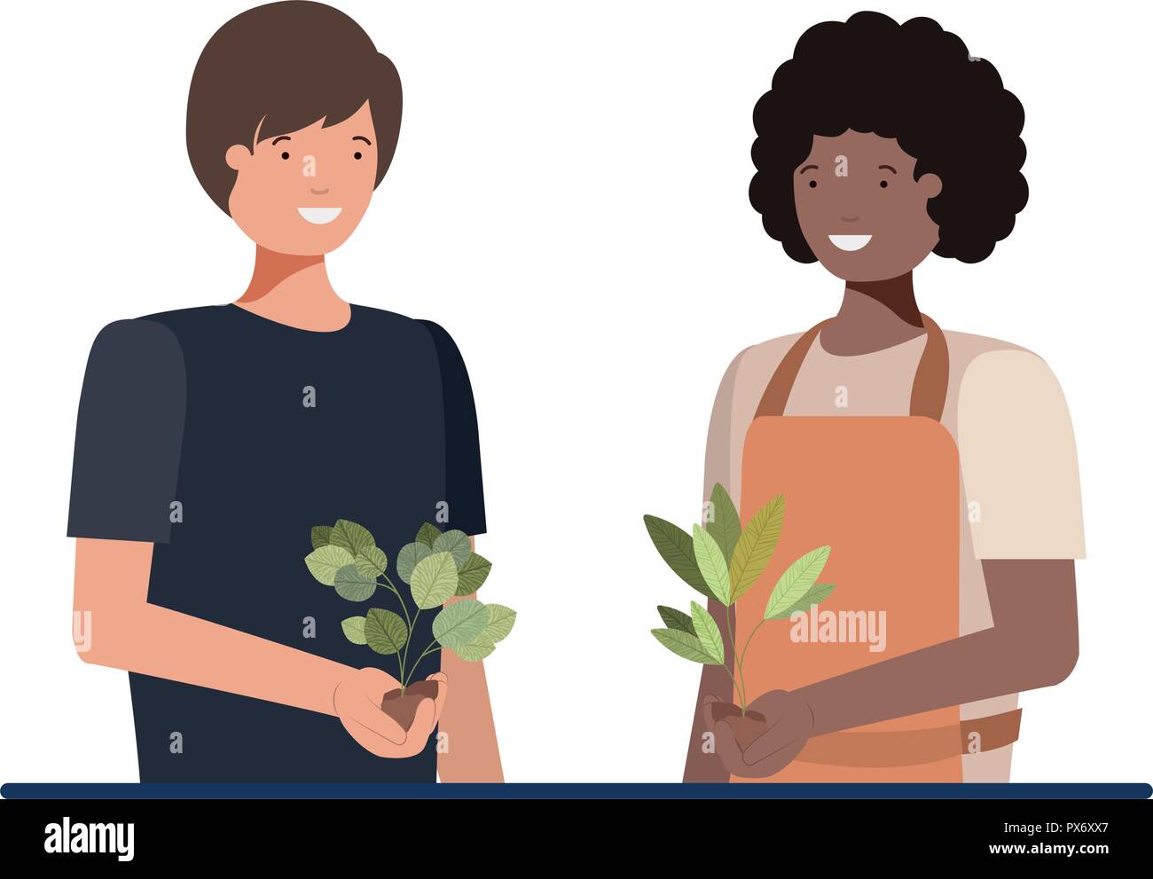 men gardeners smiling avatar character Stock Vector