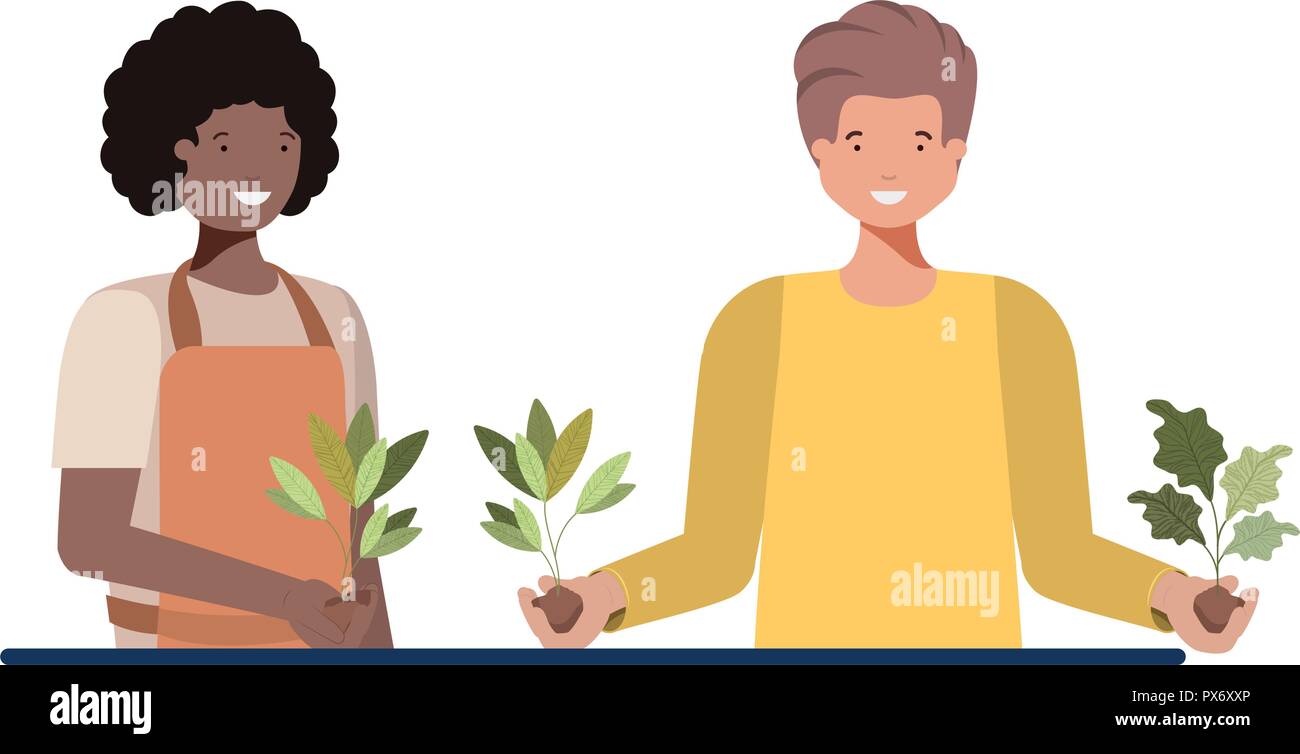 men gardeners smiling avatar character Stock Vector