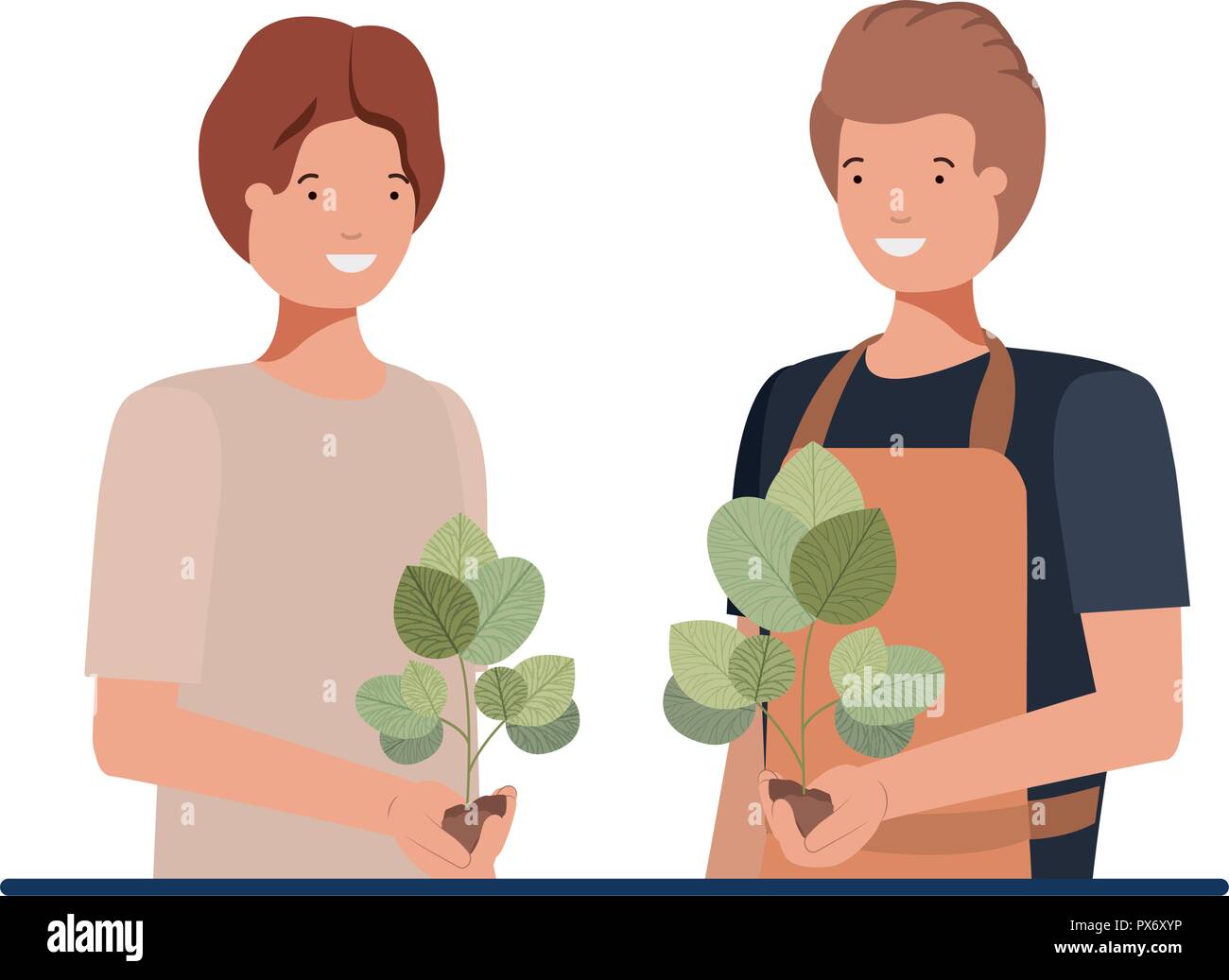 men gardeners smiling avatar character Stock Vector