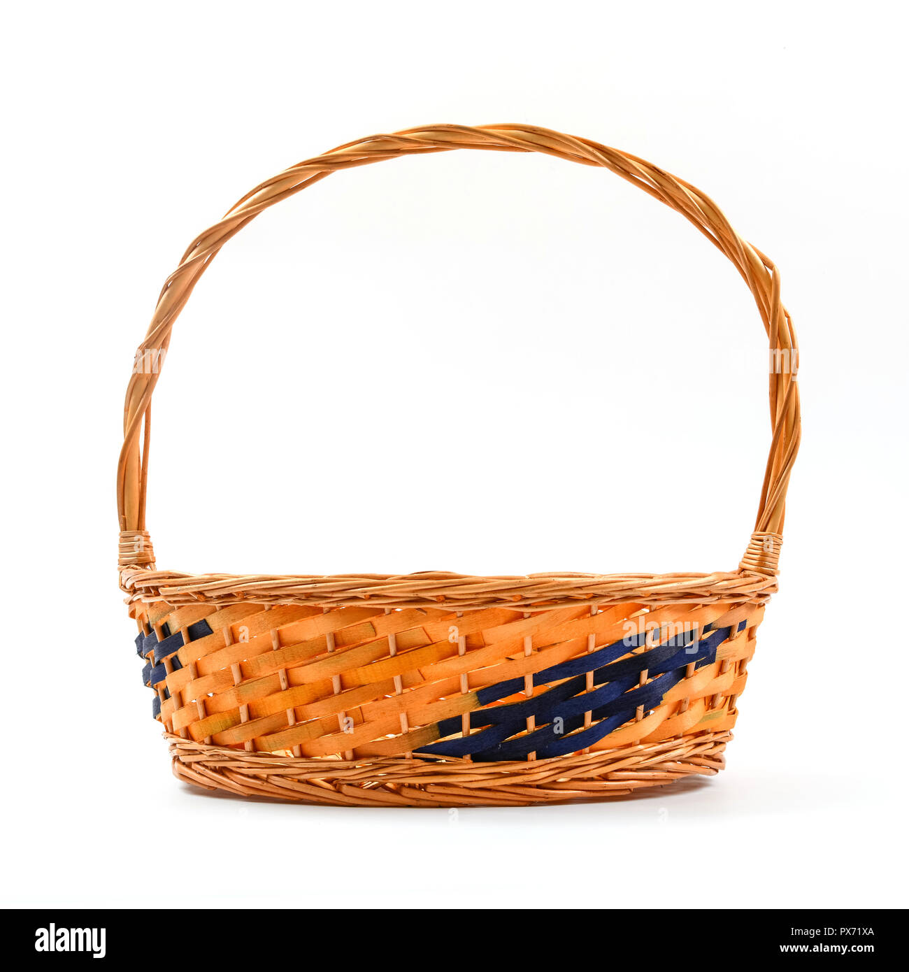 Empty wicker basket isolated on white background Stock Photo - Alamy