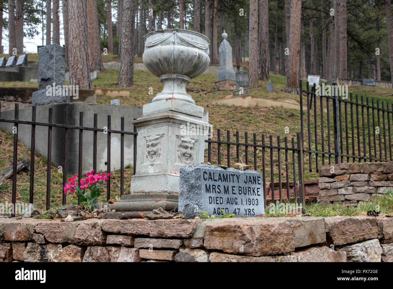 Calamity Jane grave at the Moriah Cemetery in Deadwood South Dakota Stock Photo