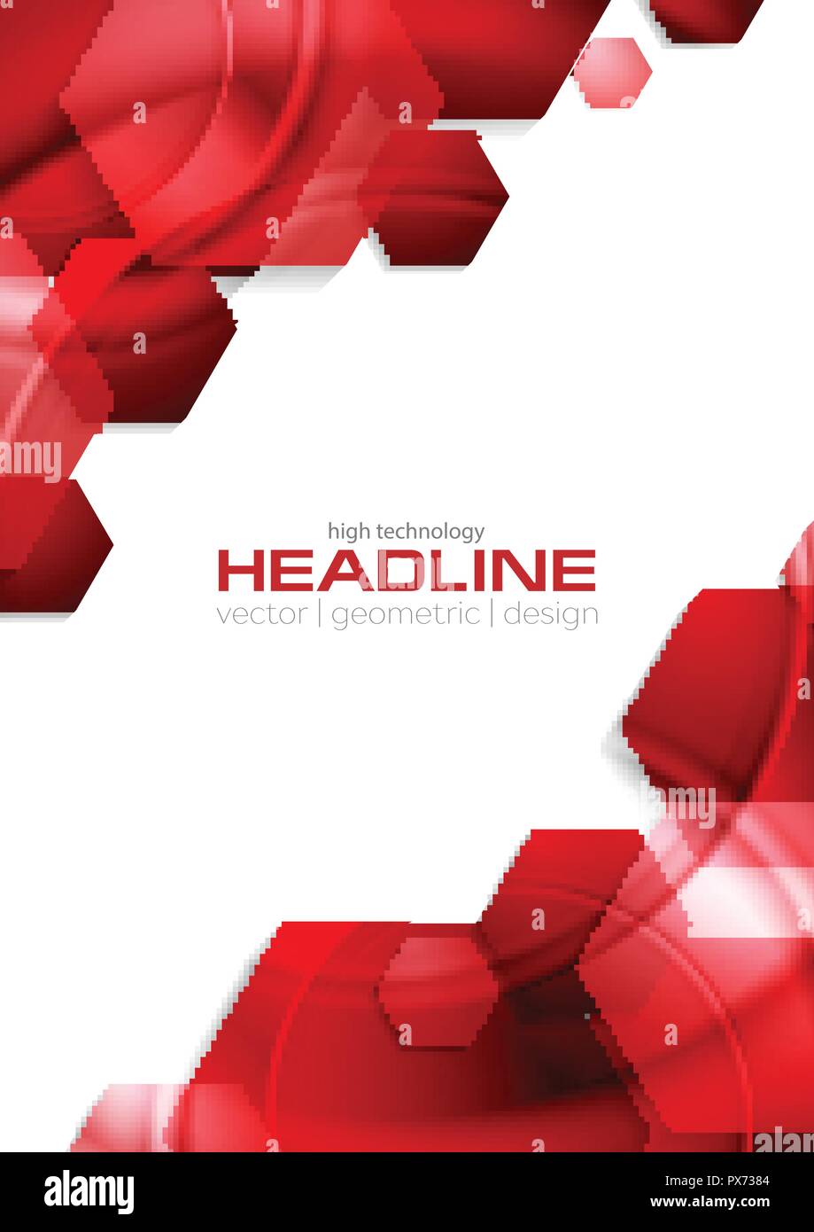Red glossy tech hexagons abstract background. Vector geometric graphic ...