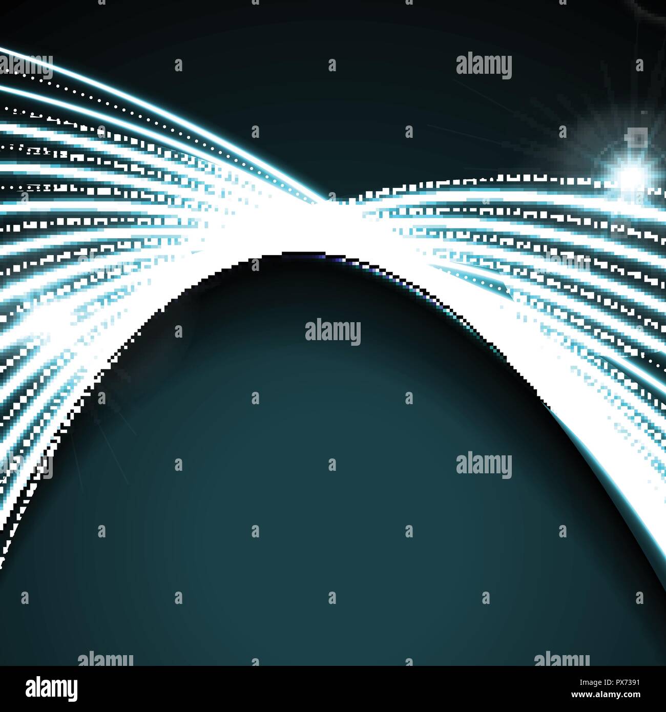 Neon glowing blue abstract shiny waves background. Vector design Stock ...