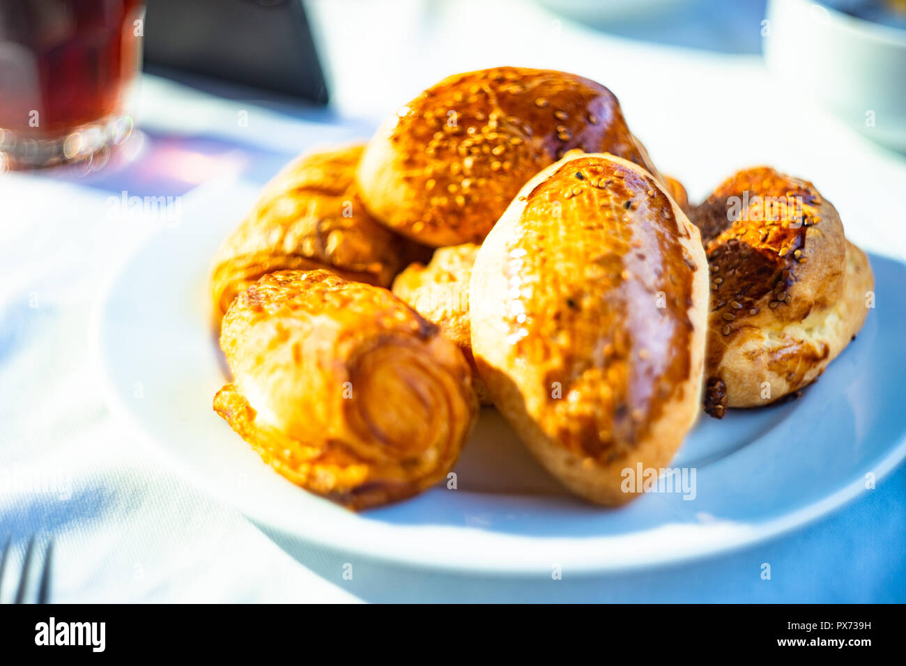 Traditional pogaca pastry for breakfast in Turkey Stock Photo