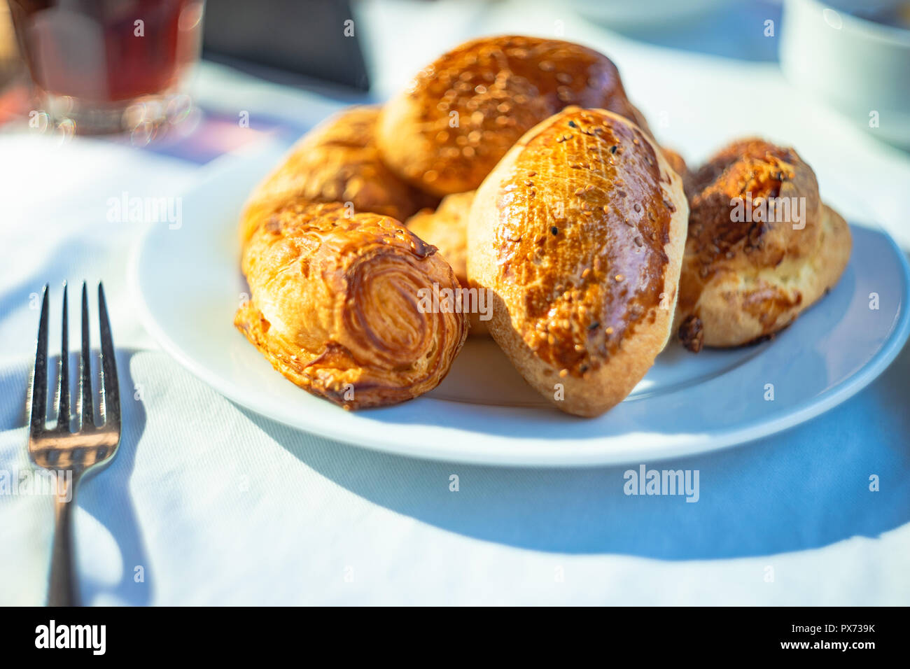 Traditional pogaca pastry for breakfast in Turkey Stock Photo