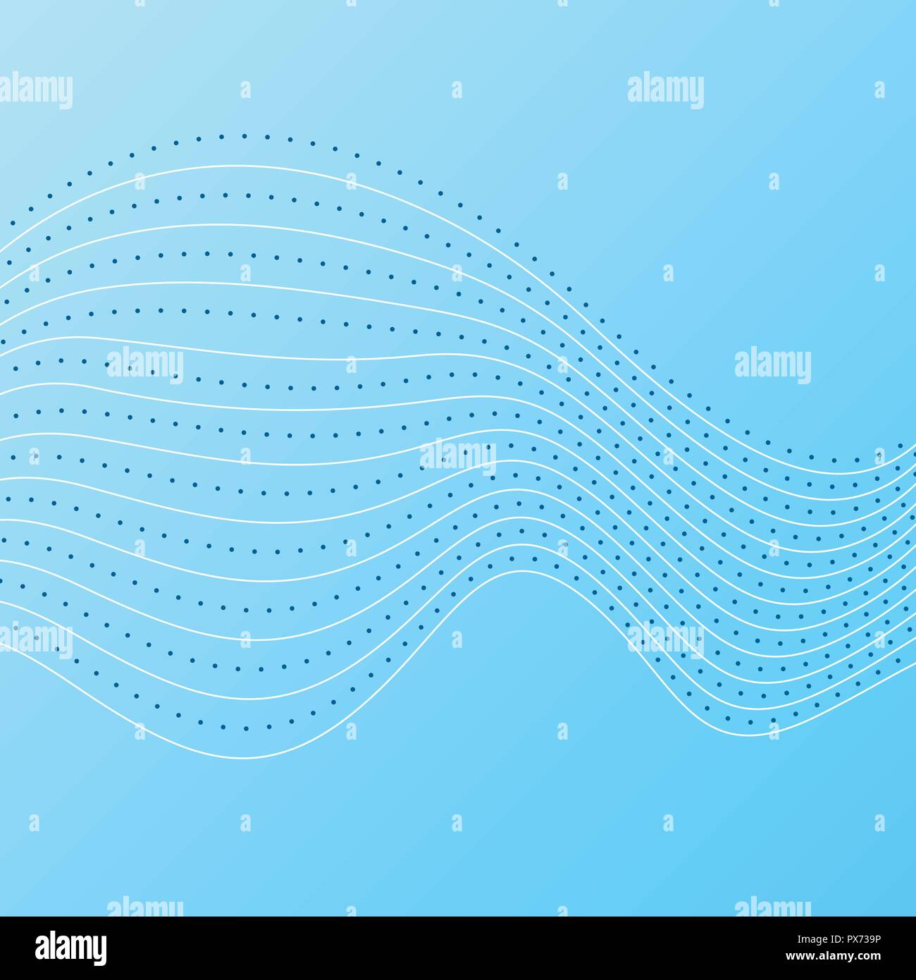 Bright blue abstract concept wavy lines background. Vector design Stock Vector