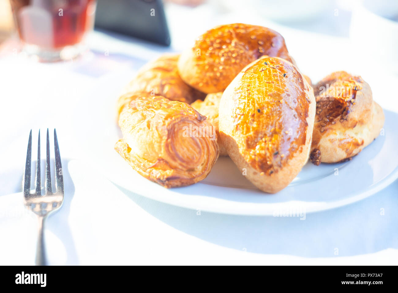 Traditional pogaca pastry for breakfast in Turkey Stock Photo