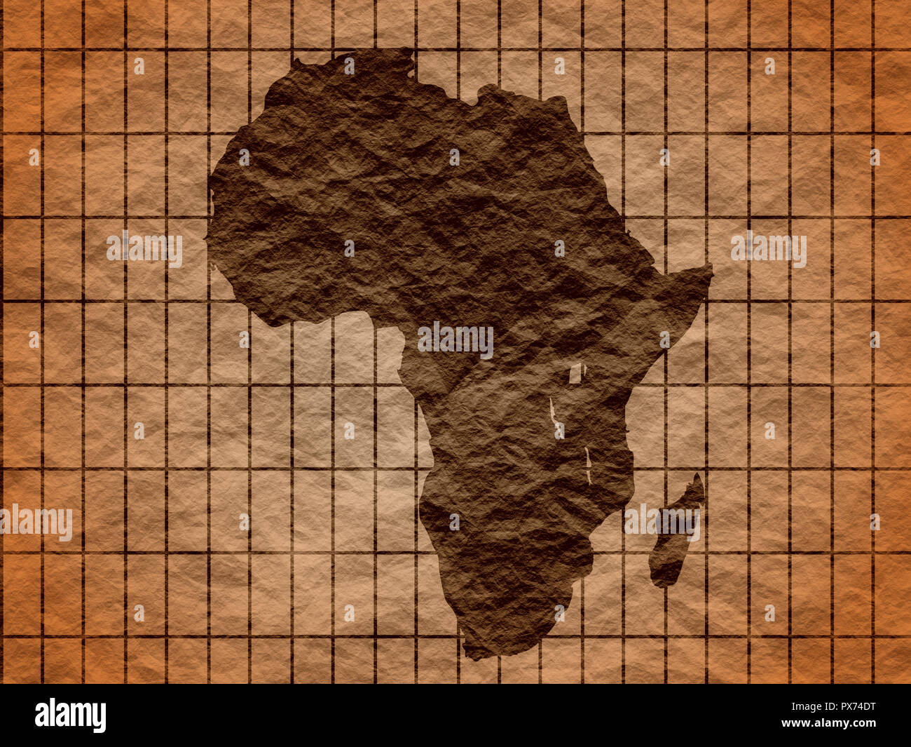 crumpled paper textured african continent map Stock Photo - Alamy