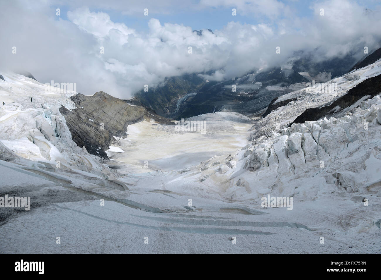 Glacier view from jungfrau observatory - top of Europe Stock Photo