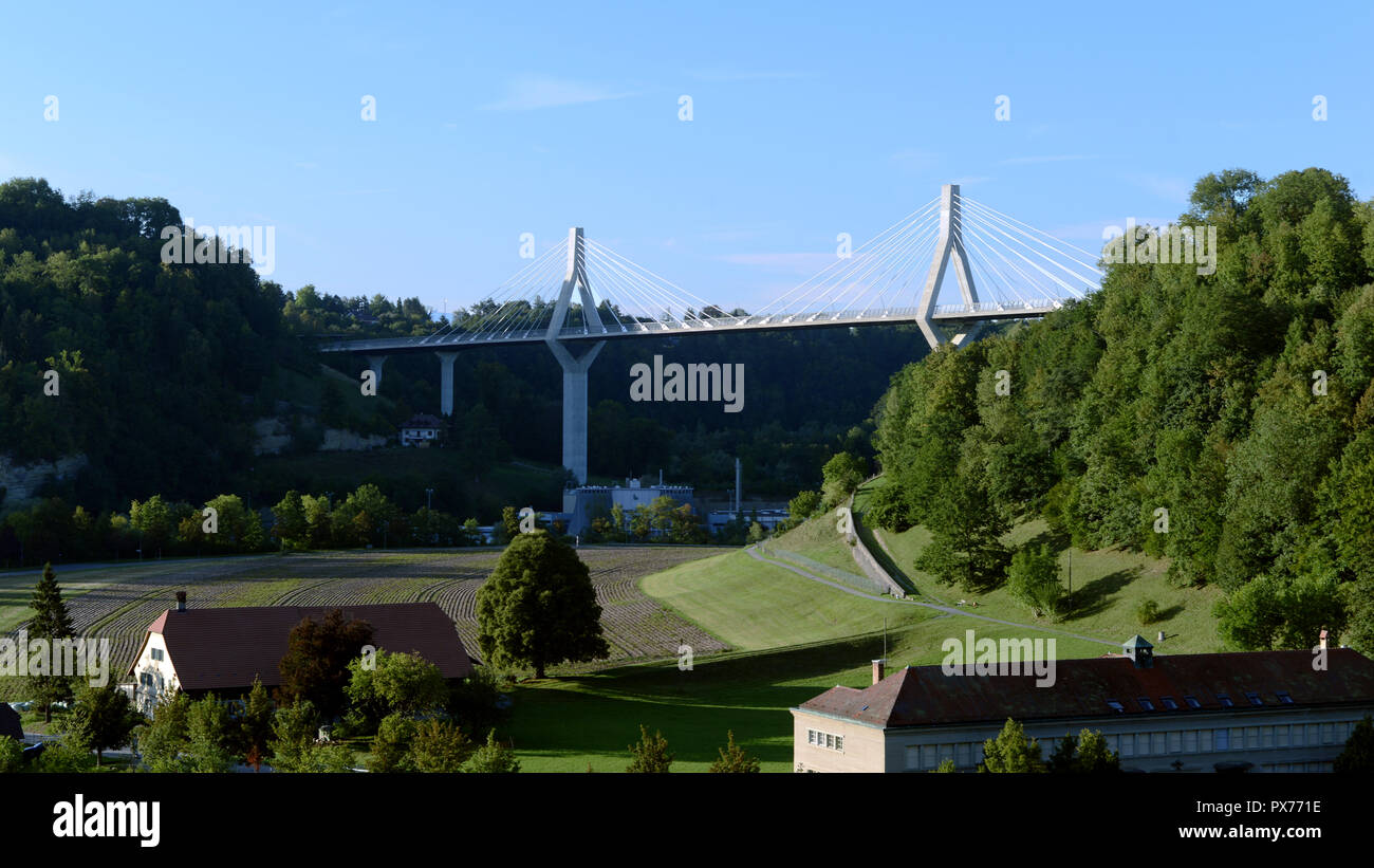 Poya bridge, newest bridge in Fribourg, Switzerland Stock Photo