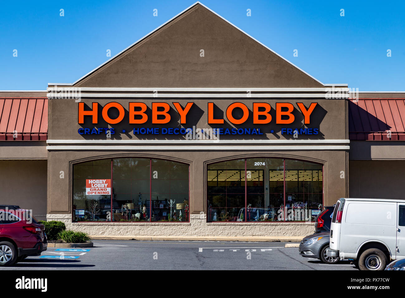 Lancaster, PA, USA - October 18, 2018: Hobby Lobby Stores is a private for-profit corporation that owns and operates a chain of American arts and craf Stock Photo