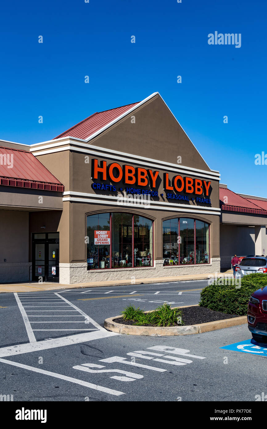 Lancaster, PA, USA - October 18, 2018: Hobby Lobby Stores is a private for-profit corporation that owns and operates a chain of American arts and craf Stock Photo