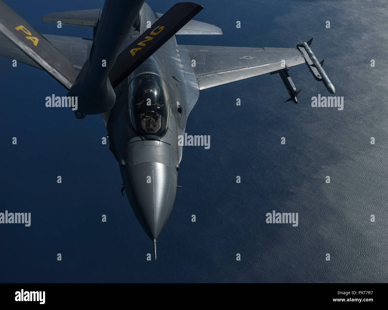 The boom of a KC135 from the 171st Air Refueling Wing, near Pittsburgh