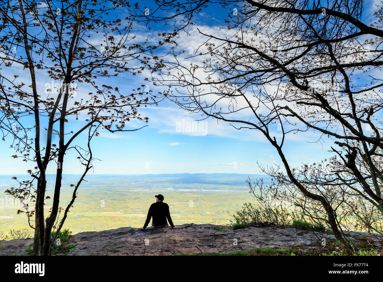 Site of Historic Catskill Mountain House with View over New York Landscape, near Tannersville, New York, USA Stock Photo