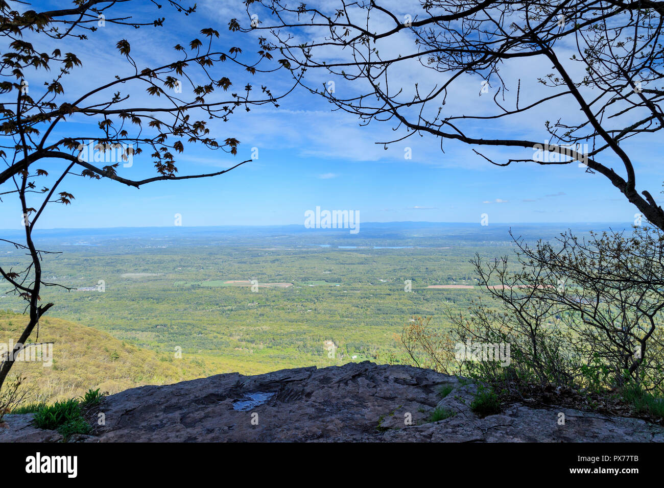 Site of Historic Catskill Mountain House with View over New York Landscape, near Tannersville, New York, USA Stock Photo