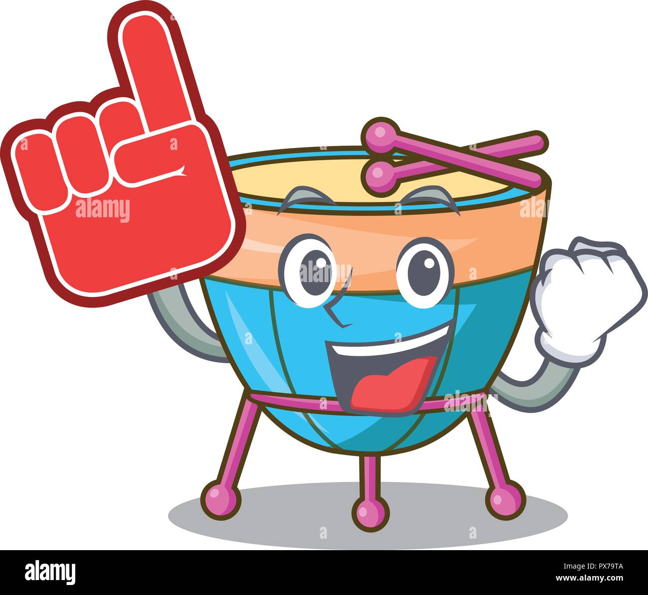 Foam finger cartoon timpani isolated on the mascot Stock Vector Image