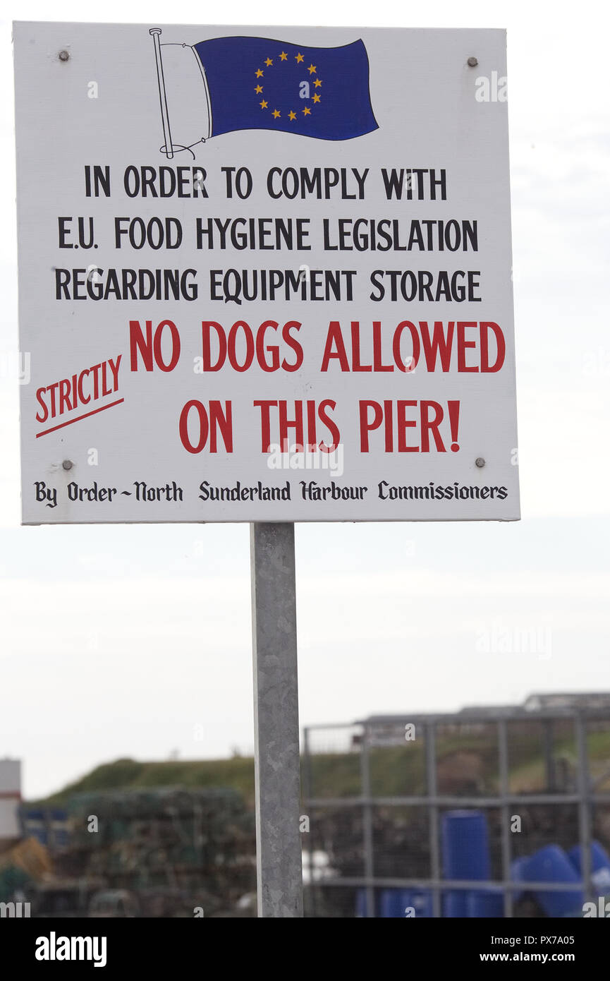 EU food Hygiene sign on Harbour Stock Photo