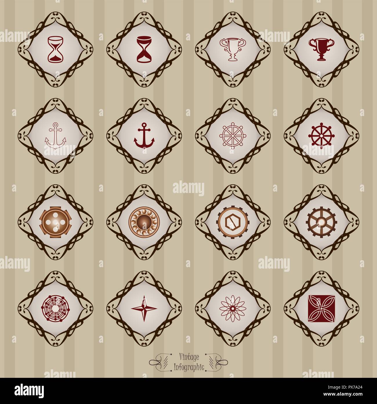 vector image set Steampunk design elements Stock Vector