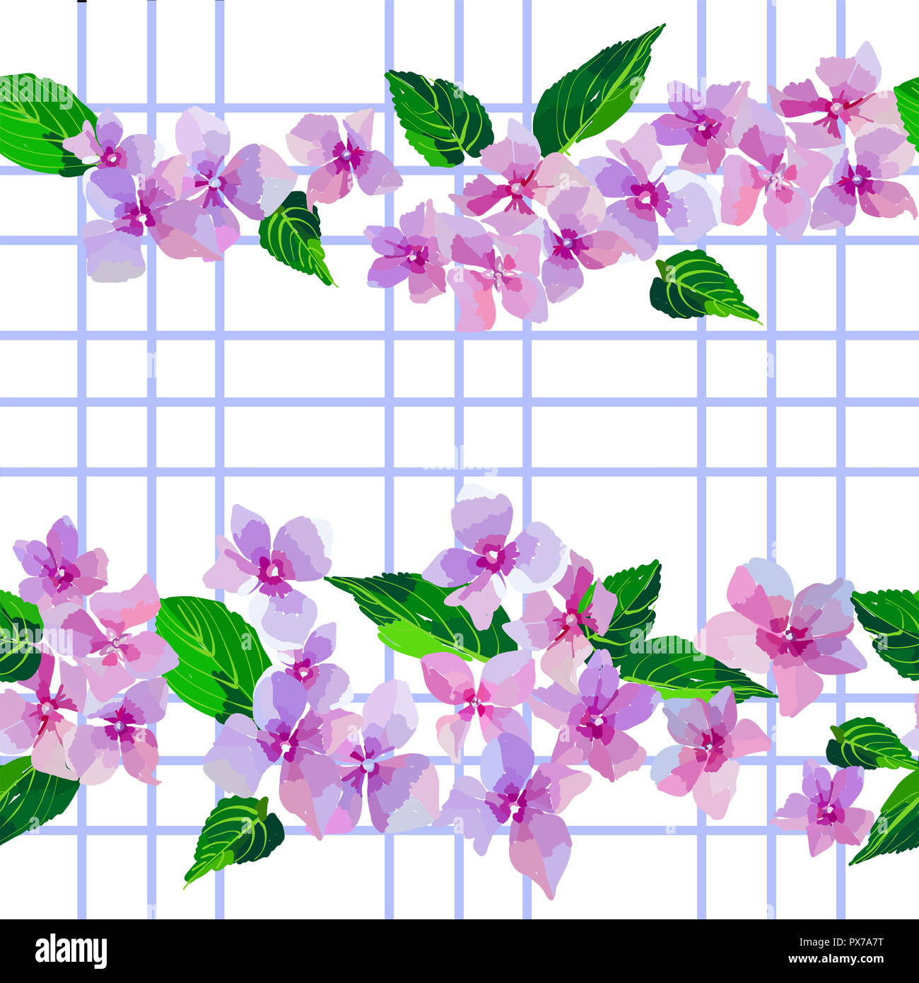 Lilac wild flowers seamless pattern. Small flowers and leaves hand ...